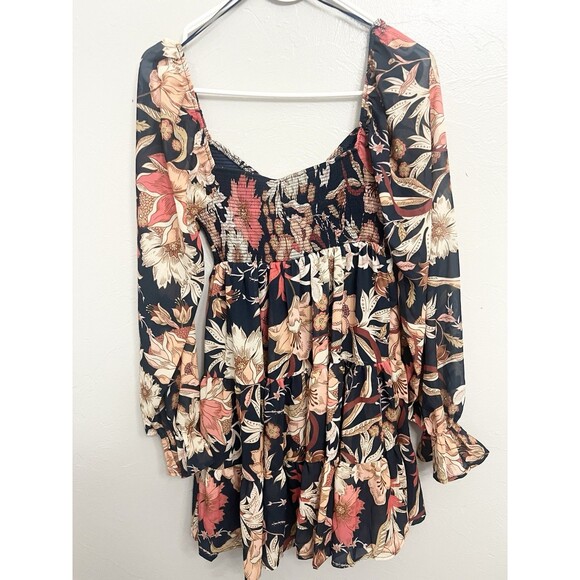 Baltic Born Floral Chiffon Mini Dress Smocked Cottagecore Whimsigoth S New - Picture 9 of 10